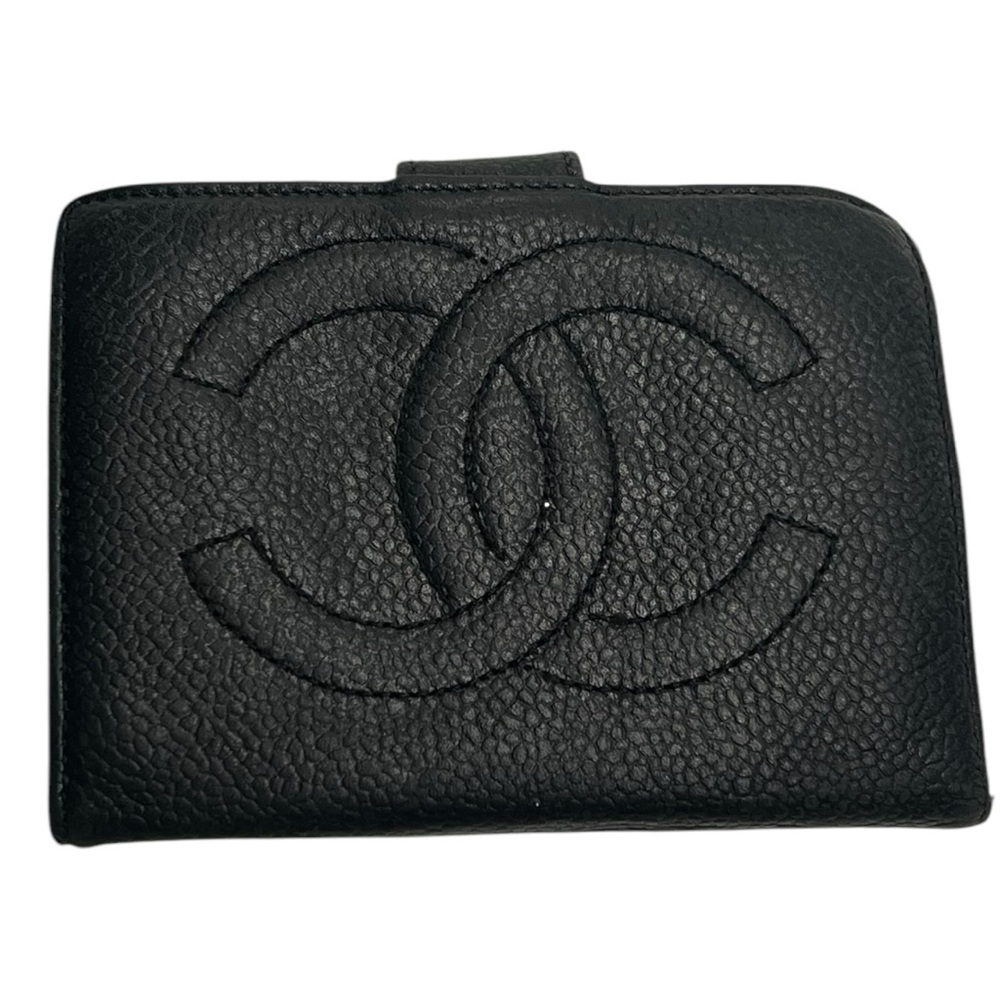 Auth Chanel Cc Caviar Skin Long Wallet #3072C88